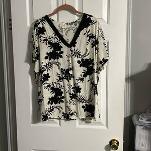 NWOT Boutique Purchased Brocaded black And Cream Top